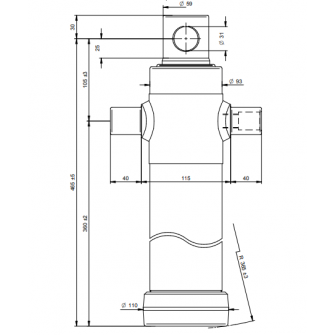 Teleskopski cilinder 2 stopnje 6 ton 695mm z luknjo 3023F